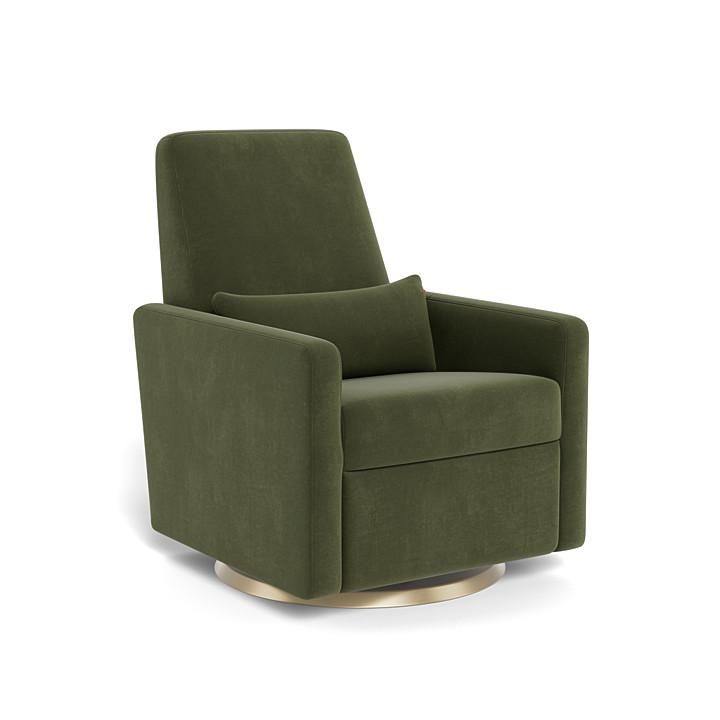 Monte Design - Grano Glider Recliner - Matte Gold Swivel Base-Chairs-Moss Green Velvet-Posh Baby