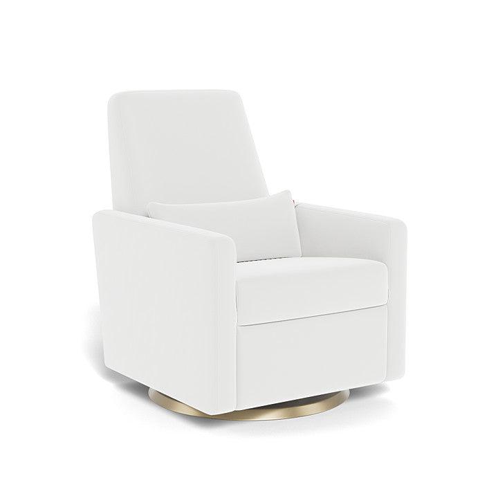 Monte Design - Grano Glider Recliner - Matte Gold Swivel Base-Chairs-White Microfiber-Posh Baby