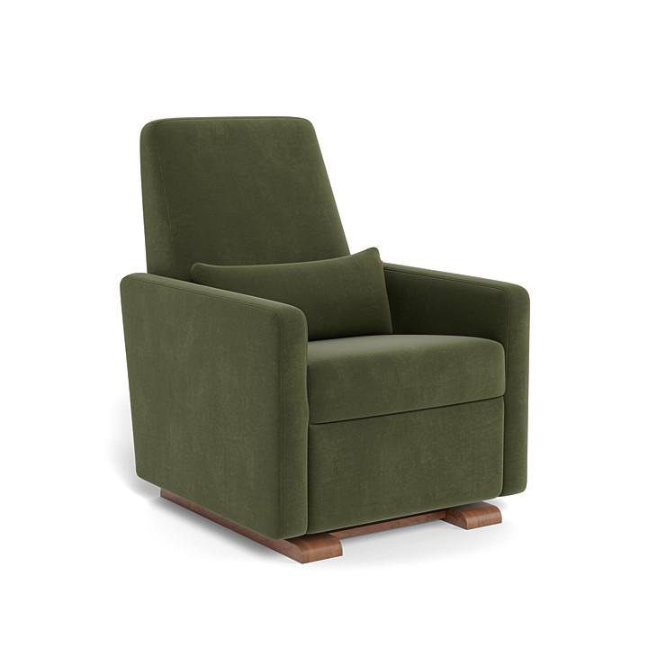 Monte Design - Grano Glider Recliner - Walnut Base-Chairs-Moss Green Velvet-Posh Baby