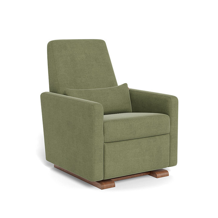 Monte Design - Grano Glider Recliner - Walnut Base-Chairs-Olive Green Brushed Cotton-Linen-Posh Baby