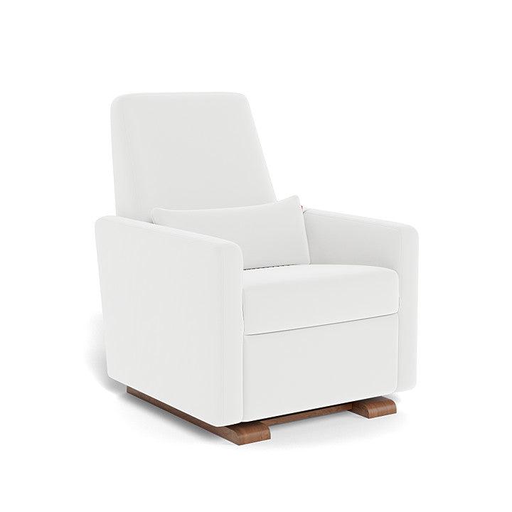 Monte Design - Grano Glider Recliner - Walnut Base-Chairs-White Microfiber-Posh Baby