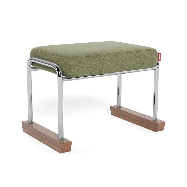 Monte Design - Jackson Ottoman - Chrome Frame-Ottomans-Olive Green Brushed Cotton Linen-Posh Baby