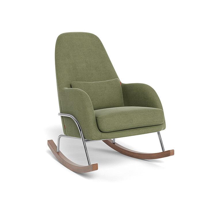 Monte Design - Jackson Rocker - Chrome Base-Chairs-Olive Green Brushed Cotton Linen-Posh Baby