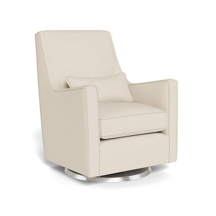 Monte Design - Luca Glider - Brushed Silver Swivel Base-Chairs-Coastal Cream Organic Cotton & Recycled Polyester-Posh Baby