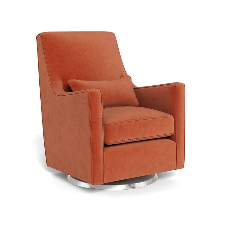 Monte Design - Luca Glider - Brushed Silver Swivel Base-Chairs-Terracotta Velvet-Posh Baby