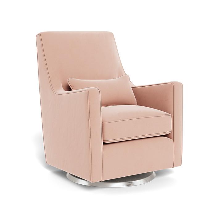 Monte Design - Luca Glider - Brushed Steel Swivel Base-Chairs-Blush Velvet-Posh Baby