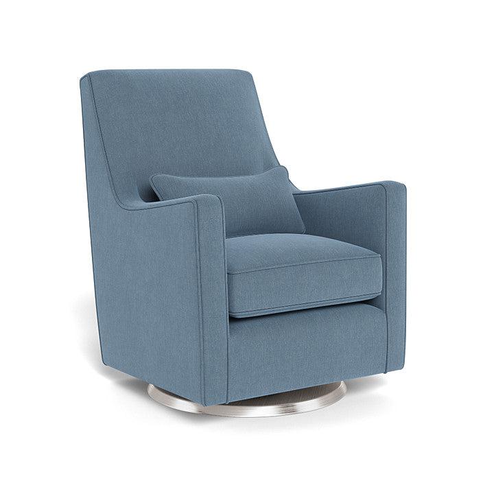 Monte Design - Luca Glider - Brushed Steel Swivel Base-Chairs-Denim Blue-Posh Baby