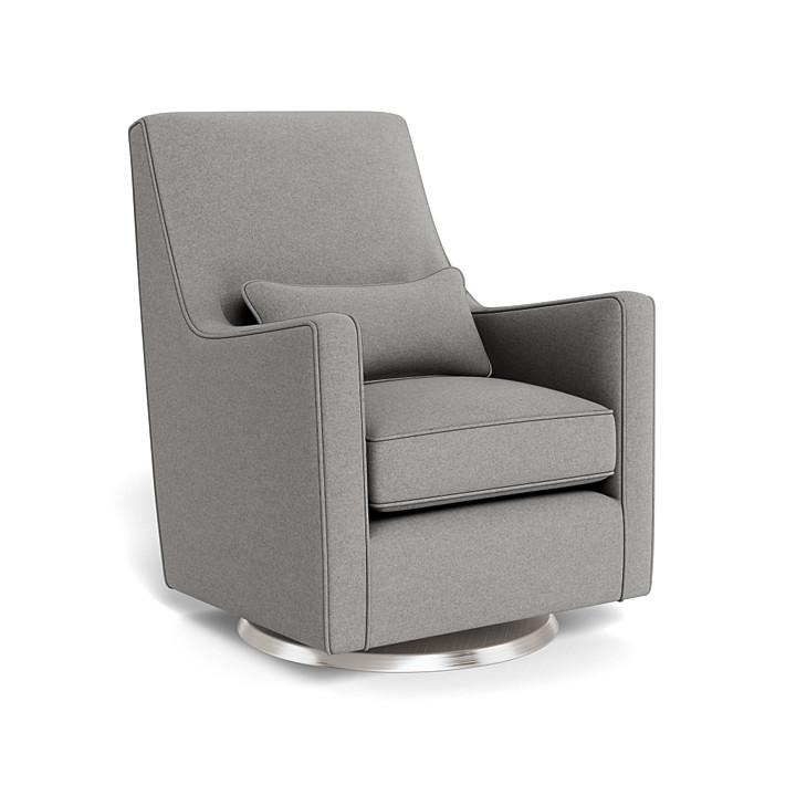 Monte Design - Luca Glider - Brushed Steel Swivel Base-Chairs-Light Grey Wool-Posh Baby