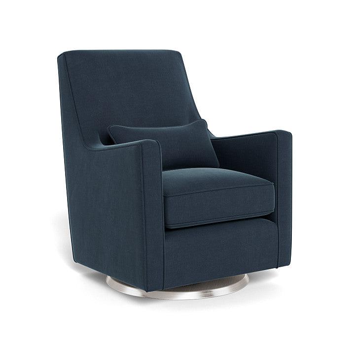 Monte Design - Luca Glider - Brushed Steel Swivel Base-Chairs-Midnight Blue-Posh Baby