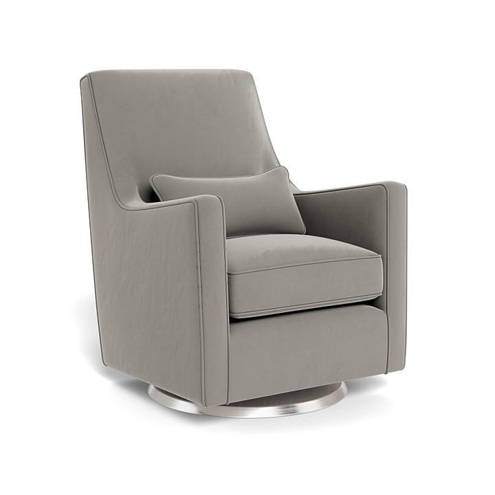 Monte Design - Luca Glider - Brushed Steel Swivel Base-Chairs-Mineral Grey Velvet-Posh Baby