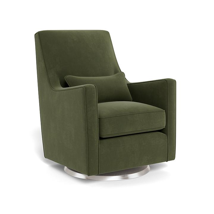 Monte Design - Luca Glider - Brushed Steel Swivel Base-Chairs-Moss Green Velvet-Posh Baby