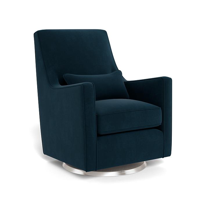 Monte Design - Luca Glider - Brushed Steel Swivel Base-Chairs-Navy Velvet-Posh Baby