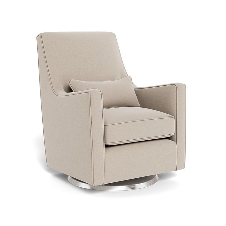 Monte Design - Luca Glider - Brushed Steel Swivel Base-Chairs-Oatmeal Wool-Posh Baby