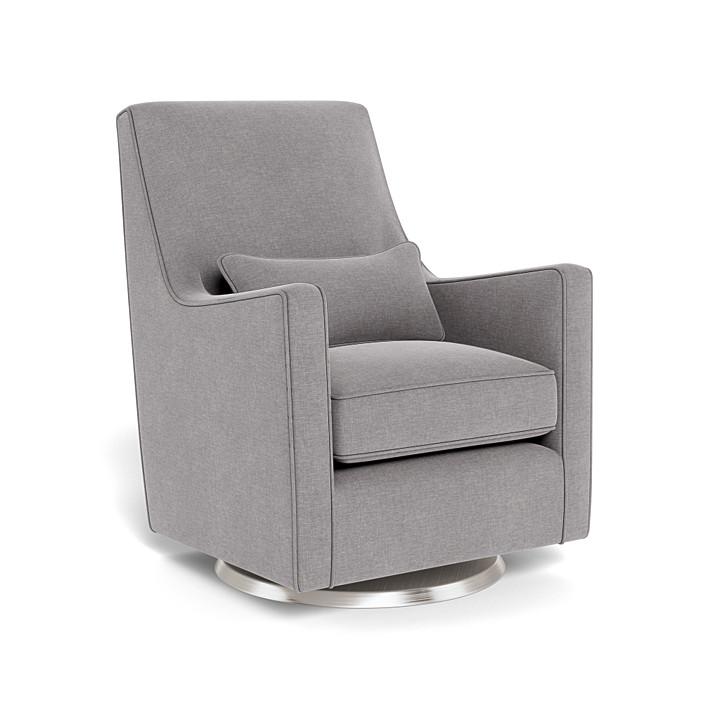 Monte Design - Luca Glider - Brushed Steel Swivel Base-Chairs-Pebble Grey-Posh Baby