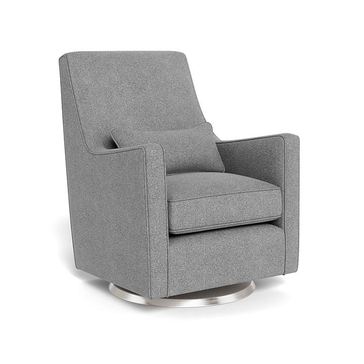 Monte Design - Luca Glider - Brushed Steel Swivel Base-Chairs-Pepper Grey-Posh Baby