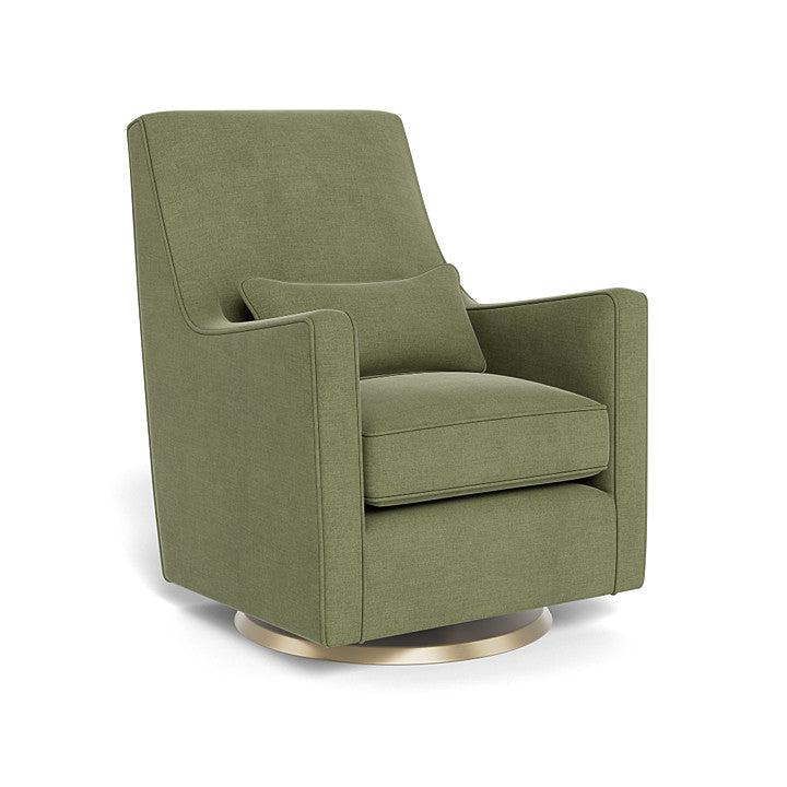 Monte Design - Luca Glider - Matte Gold Swivel Base-Chairs-Olive Green Brushed Cotton Linen-Posh Baby