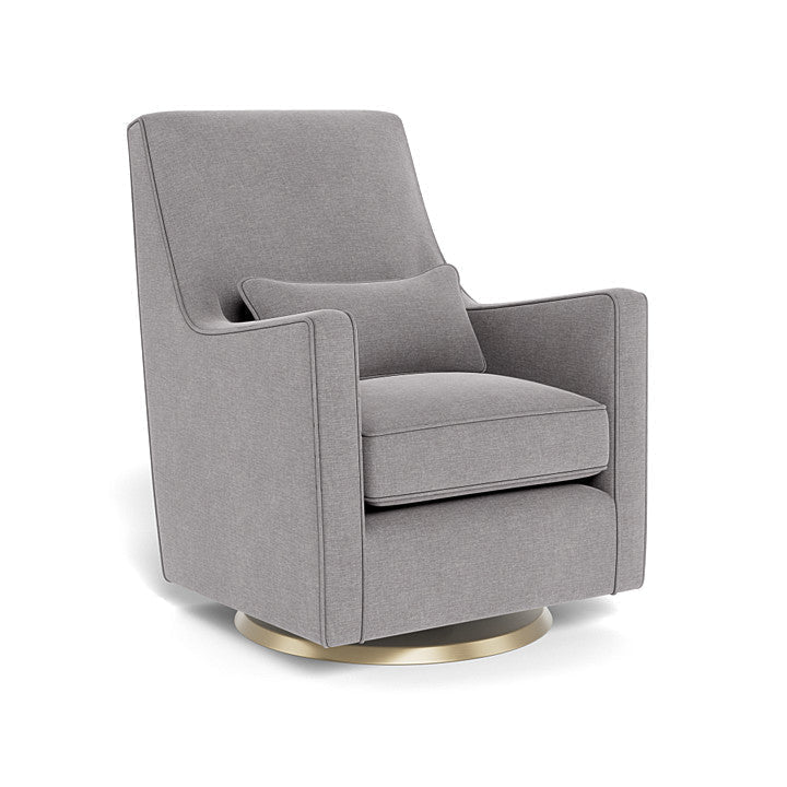 Monte Design - Luca Glider - Matte Gold Swivel Base-Chairs-Pebble Grey Heathered-Posh Baby