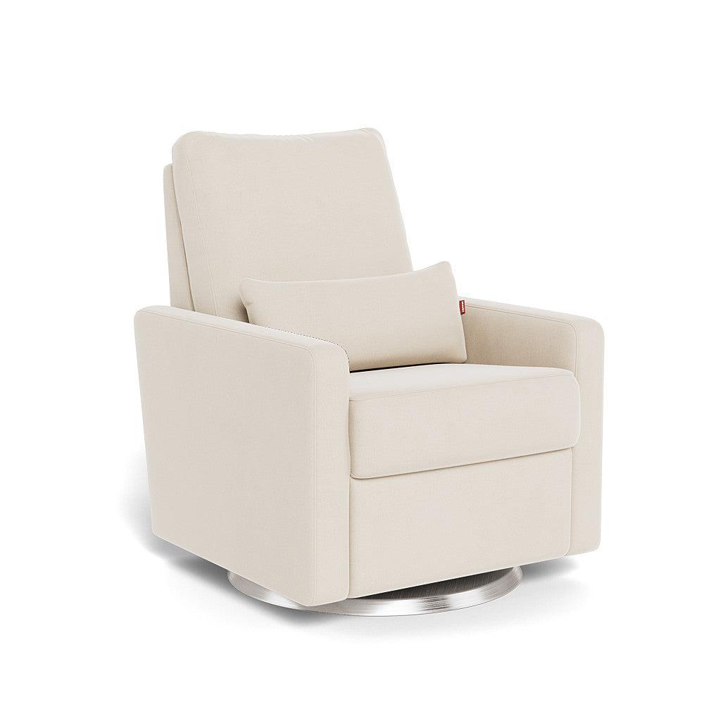 Monte Design - Matera Glider Recliner - Brushed Silver Swivel Base-Chairs-Beach Brushed Cotton-Linen-Posh Baby