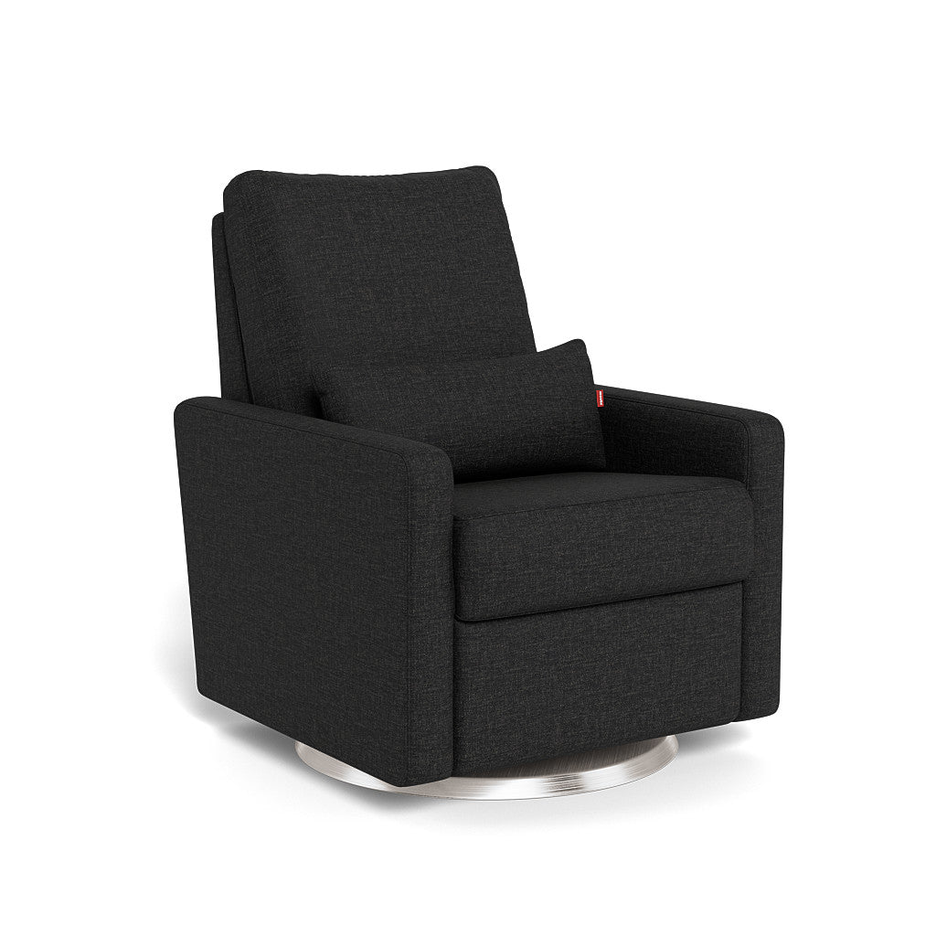 Monte Design - Matera Glider Recliner - Brushed Silver Swivel Base-Chairs-Black Heathered-Posh Baby