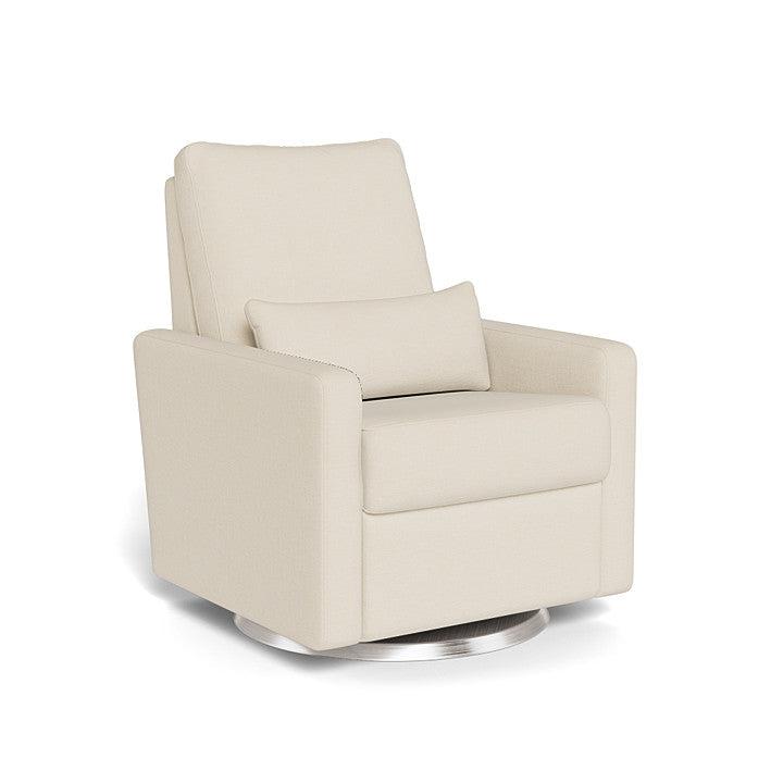 Monte Design - Matera Glider Recliner - Brushed Silver Swivel Base-Chairs-Coastal Organic Cotton & Polyester-Posh Baby