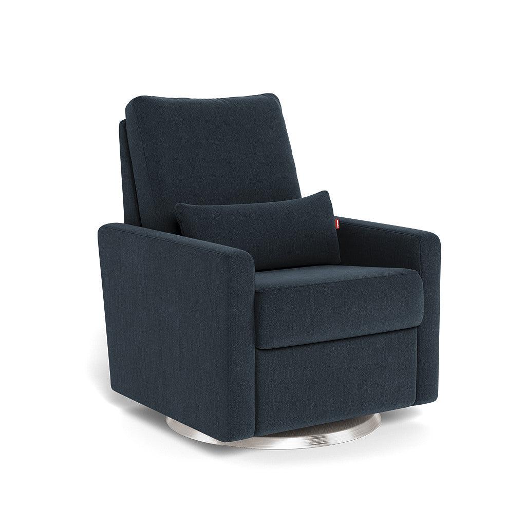 Monte Design - Matera Glider Recliner - Brushed Silver Swivel Base-Chairs-Deep Navy Heathered-Posh Baby