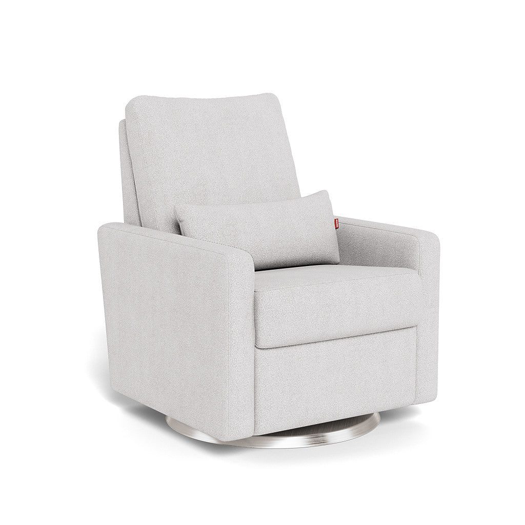 Monte Design - Matera Glider Recliner - Brushed Silver Swivel Base-Chairs-Dove Grey Boucle-Posh Baby