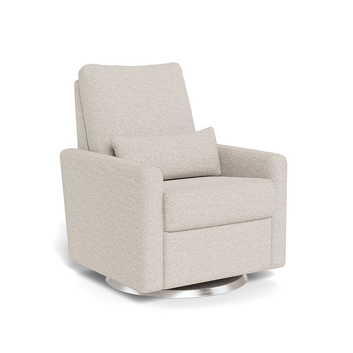 Monte Design - Matera Glider Recliner - Brushed Silver Swivel Base-Chairs-Greige Weave-Posh Baby