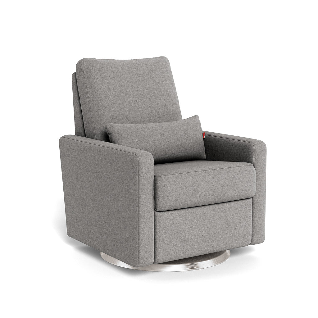 Monte Design - Matera Glider Recliner - Brushed Silver Swivel Base-Chairs-Grey Wool-Posh Baby