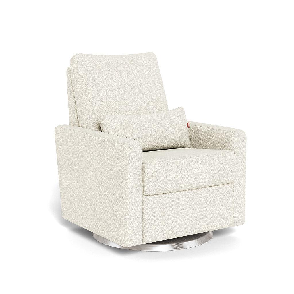 Monte Design - Matera Glider Recliner - Brushed Silver Swivel Base-Chairs-Ivory Boucle-Posh Baby