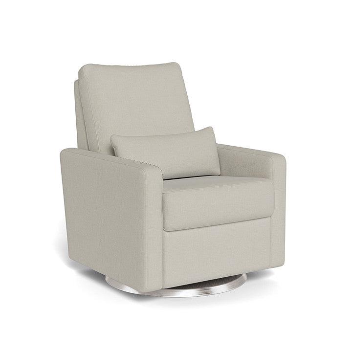 Monte Design - Matera Glider Recliner - Brushed Silver Swivel Base-Chairs-Misty Grey Organic Cotton & Polyester-Posh Baby