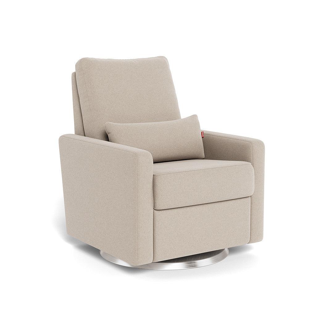 Monte Design - Matera Glider Recliner - Brushed Silver Swivel Base-Chairs-Oatmeal Wool-Posh Baby