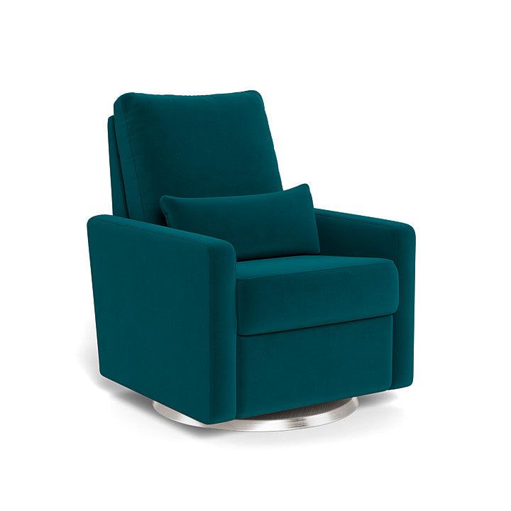 Monte Design - Matera Glider Recliner - Brushed Silver Swivel Base-Chairs-Peacock Velvet-Posh Baby