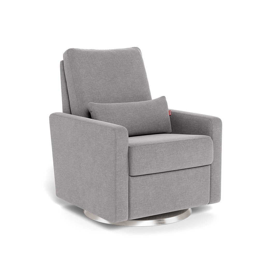 Monte Design - Matera Glider Recliner - Brushed Silver Swivel Base-Chairs-Pebble Grey Heathered-Posh Baby