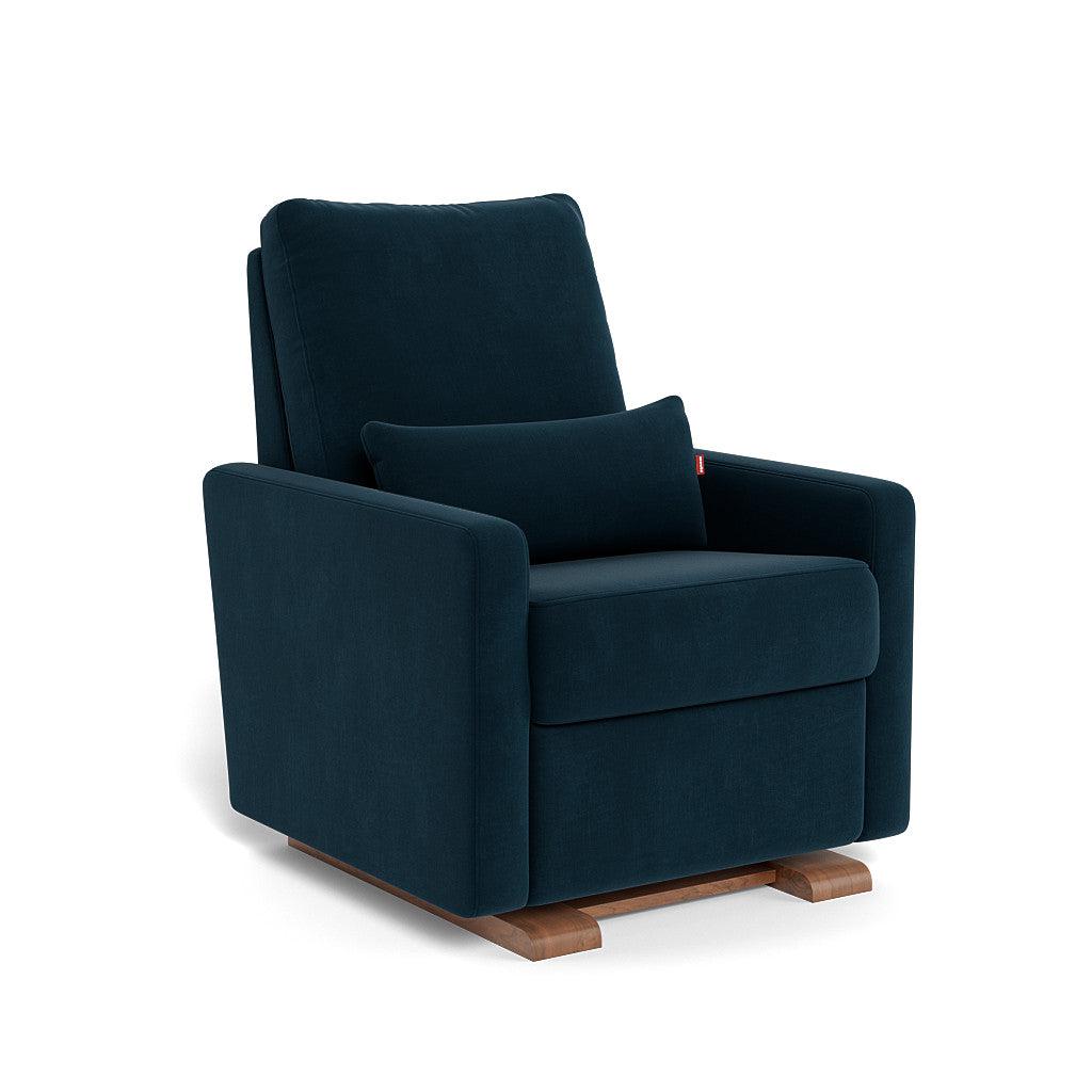 Monte Design - Matera Glider Recliner - Walnut Base-Chairs-Navy Velvet-Posh Baby