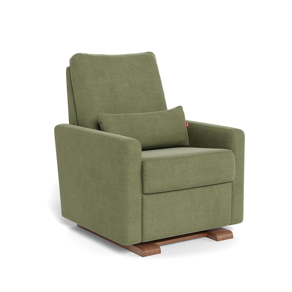 Monte Design - Matera Glider Recliner - Walnut Base-Chairs-Olive Green Brushed Cotton-Linen-Posh Baby