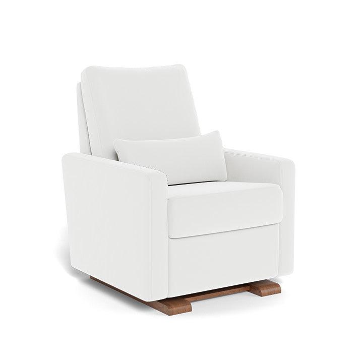 Monte Design - Matera Glider Recliner - Walnut Base-Chairs-White Microfiber-Posh Baby