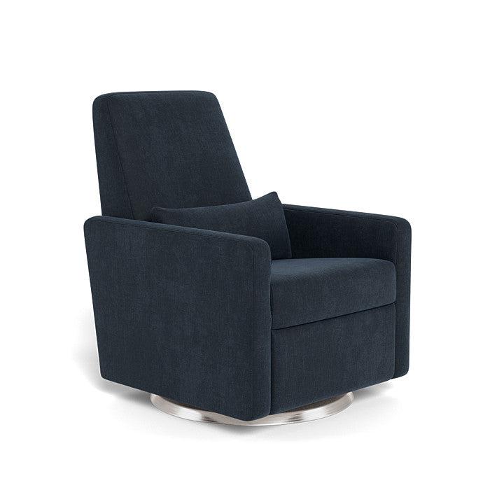 Monte Design - Motorized Grano Glider Recliner - Brushed Silver Swivel Base-Chairs-Deep Navy Heathered-Posh Baby