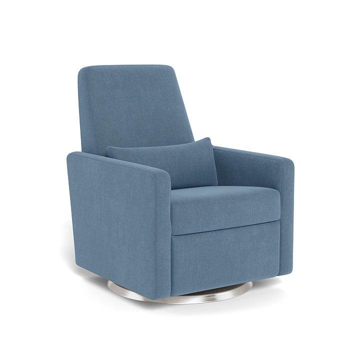 Monte Design - Motorized Grano Glider Recliner - Brushed Steel Swivel Base-Chairs-Denim Blue-Posh Baby