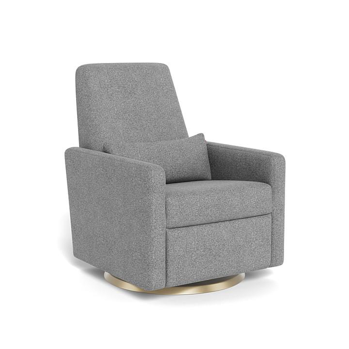 Monte Design - Motorized Grano Glider Recliner - Gold Swivel Base-Chairs-Pepper Grey-Posh Baby