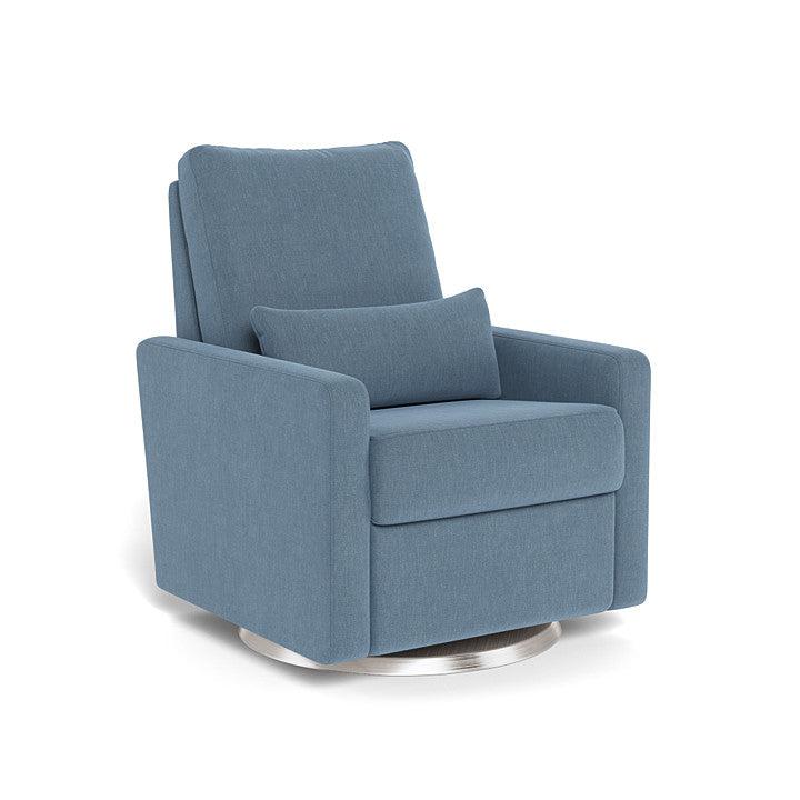 Monte Design - Motorized Matera Glider Recliner - Brushed Steel Swivel Base-Chairs-Denim Blue-Posh Baby