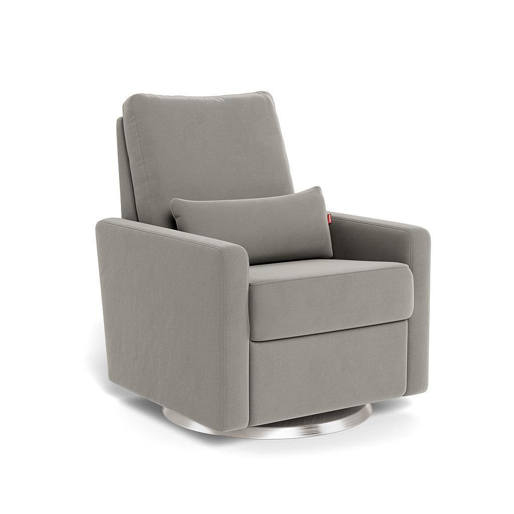 Monte Design - Motorized Matera Glider Recliner - Brushed Steel Swivel Base-Chairs-Mineral Grey Velvet-Posh Baby