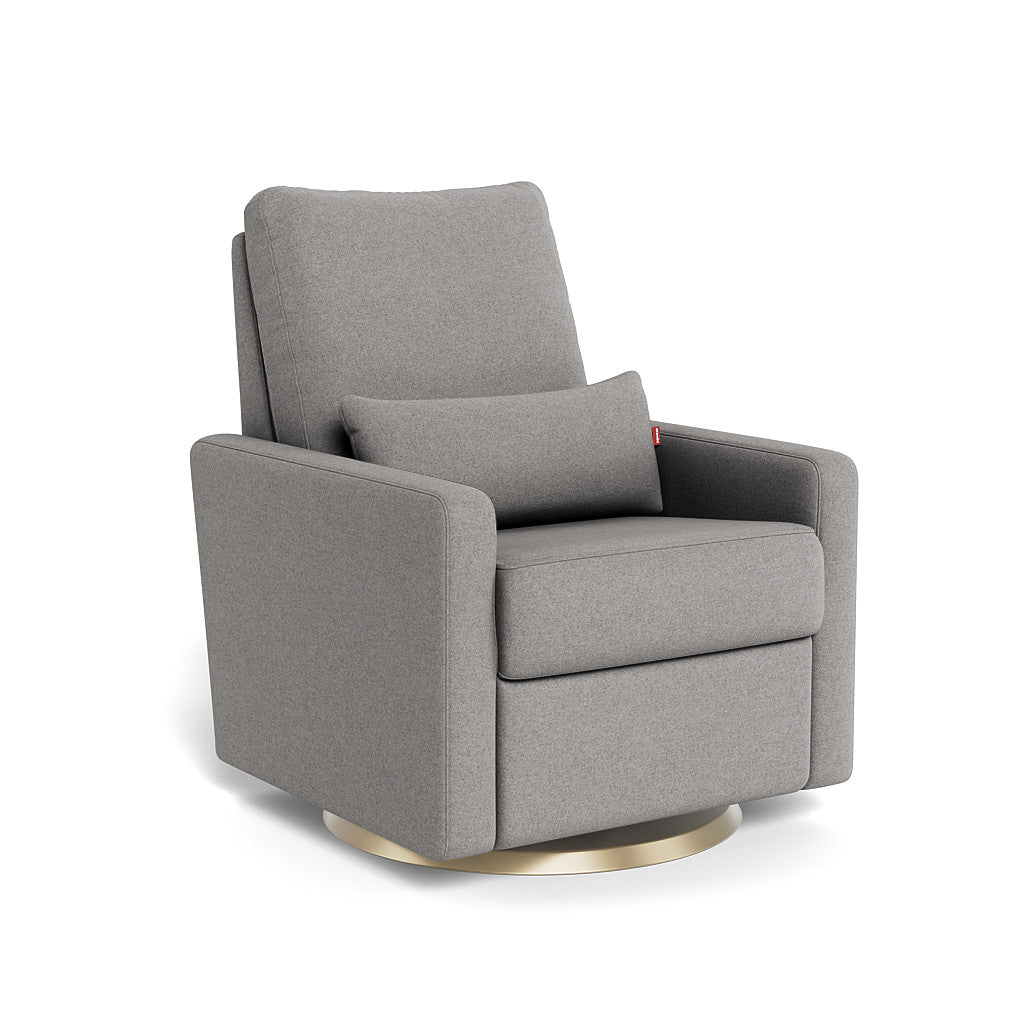 Monte Design - Motorized Matera Glider Recliner - Gold Swivel Base-Chairs-Light Grey Wool-Posh Baby