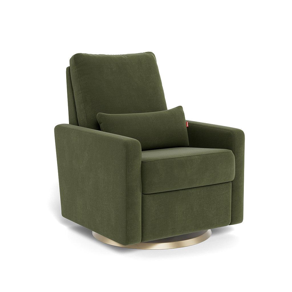 Monte Design - Motorized Matera Glider Recliner - Gold Swivel Base-Chairs-Moss Green Velvet-Posh Baby