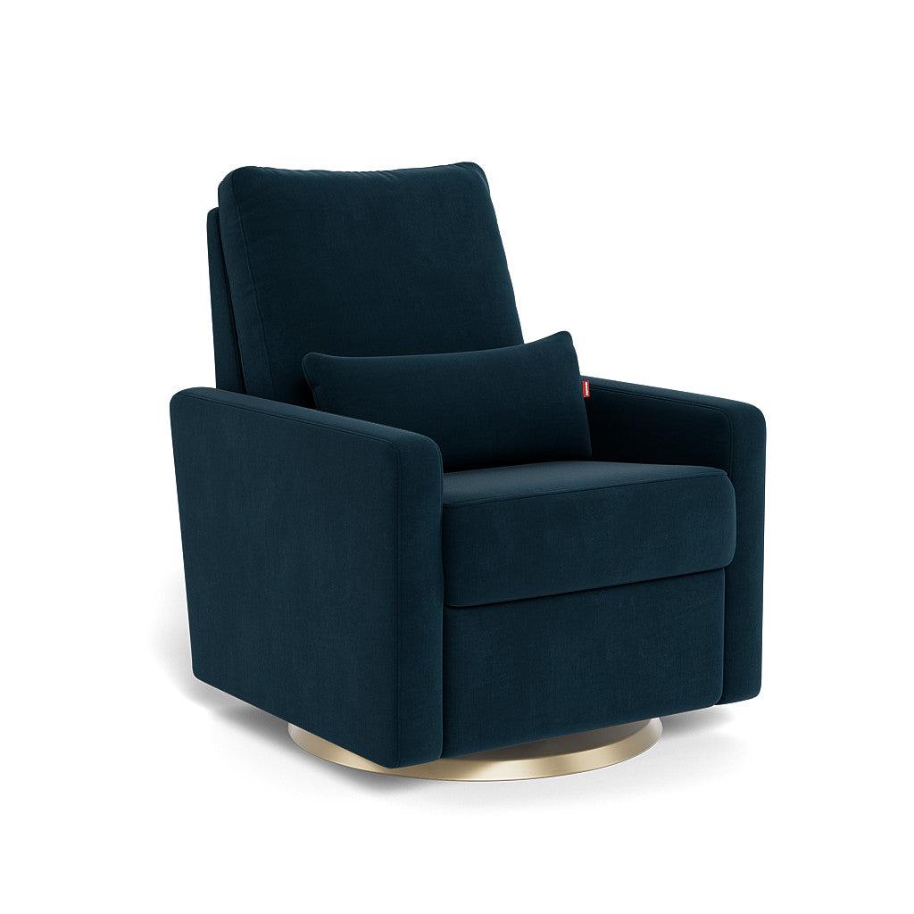 Monte Design - Motorized Matera Glider Recliner - Gold Swivel Base-Chairs-Navy Velvet-Posh Baby