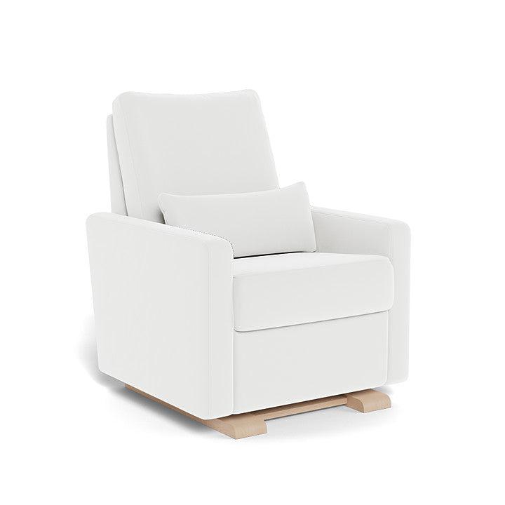 Monte Design - Motorized Matera Glider Recliner - Maple Base-Chairs-White Microfiber-Posh Baby