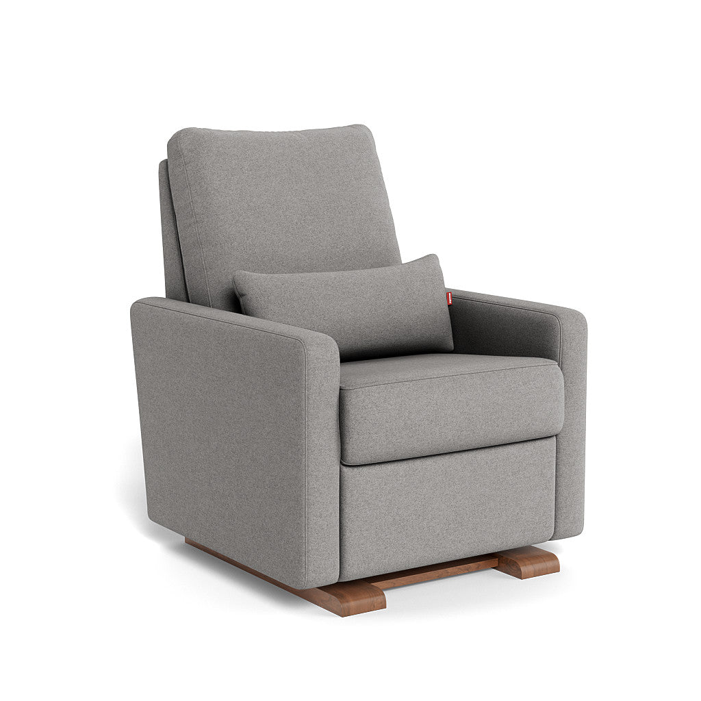 Monte Design - Motorized Matera Glider Recliner - Walnut Base-Chairs-Light Grey Wool-Posh Baby