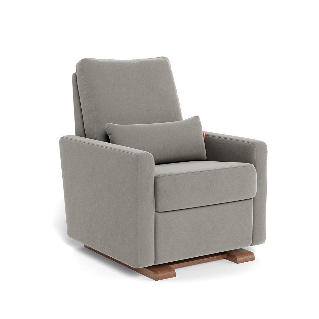 Monte Design - Motorized Matera Glider Recliner - Walnut Base-Chairs-Mineral Grey Velvet-Posh Baby