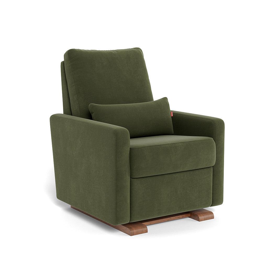 Monte Design - Motorized Matera Glider Recliner - Walnut Base-Chairs-Moss Green Velvet-Posh Baby