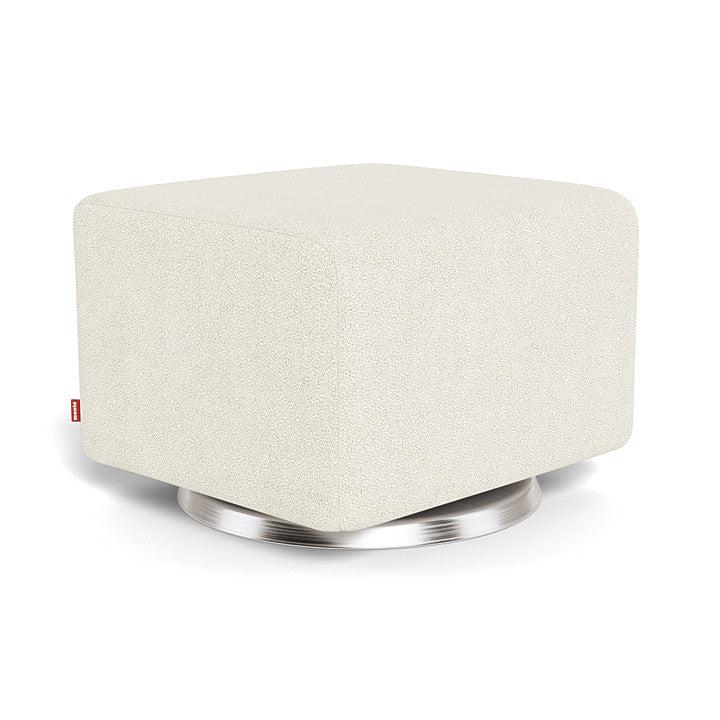 Monte Design - Quick Ship Gliding Ottoman - Ivory Boucle + Silver Swivel Base-Ottomans-Posh Baby