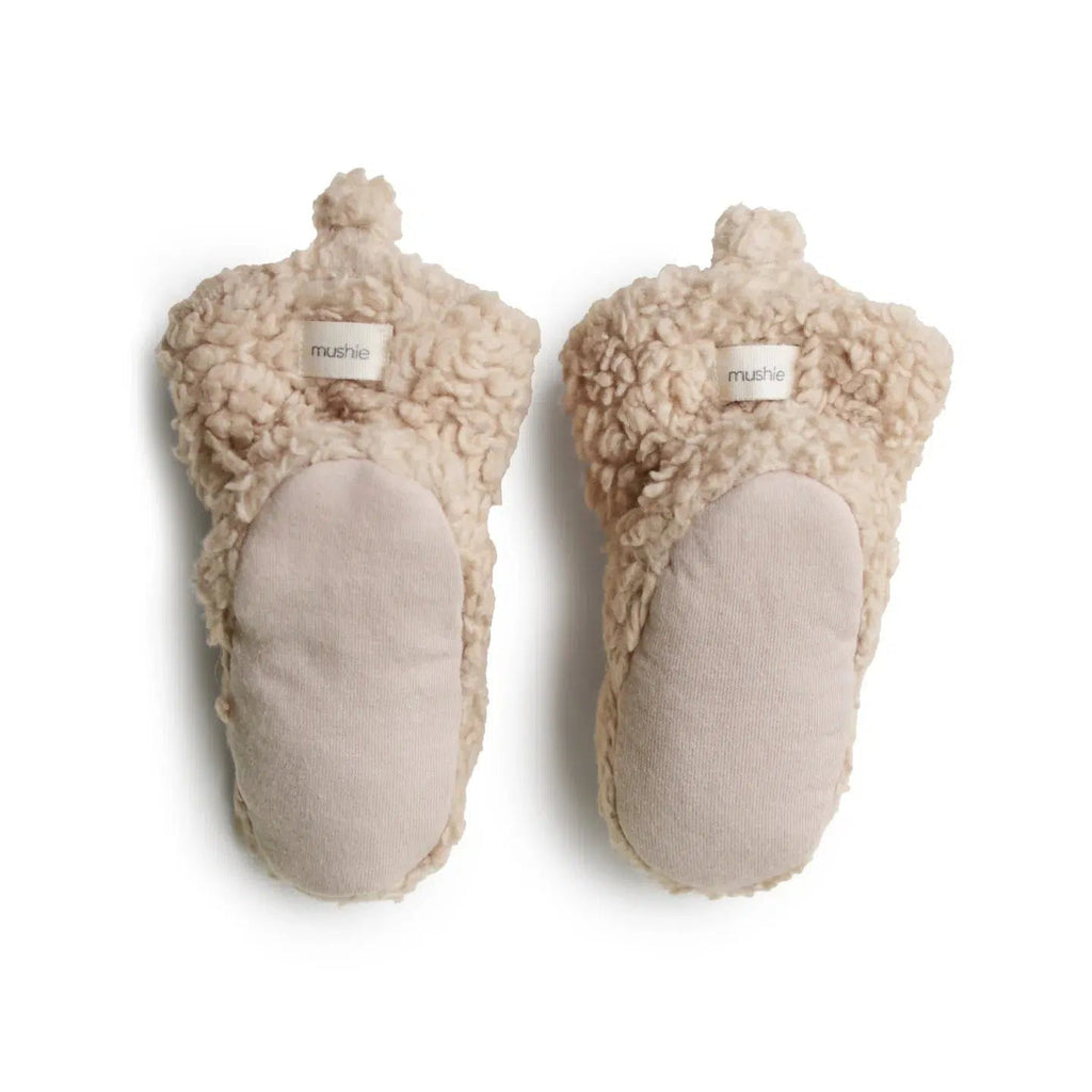 Mushie - Cozy Baby Booties - Oatmeal-Shoes + Booties-3-6M-Posh Baby
